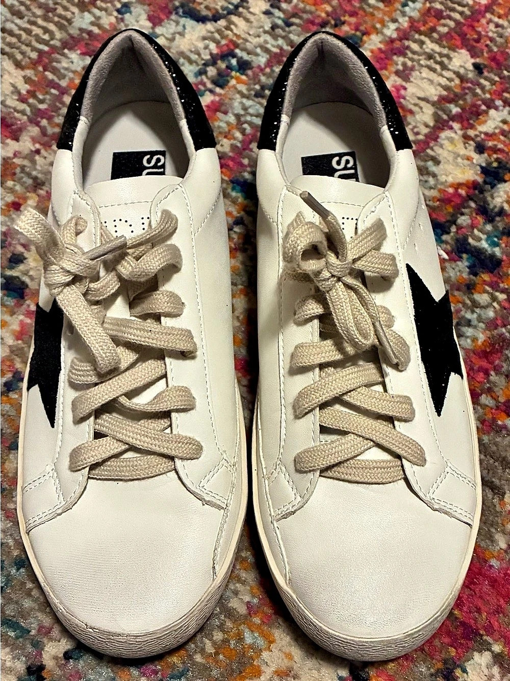 Golden Goose Super-Star Sneakers in White & Black